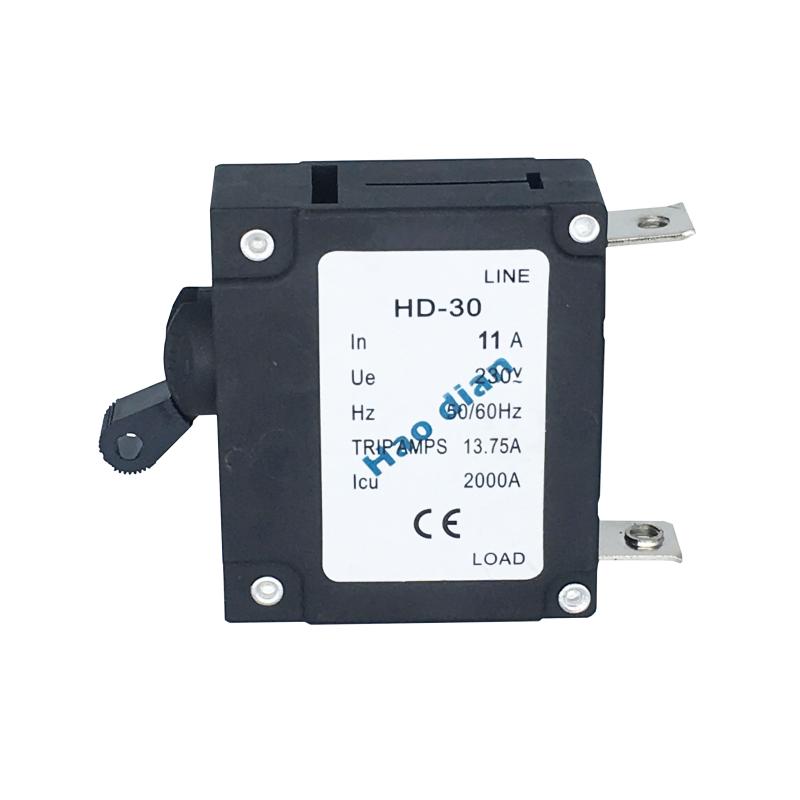 磁力液压电磁塑壳断路器HD-30系1P/11A液压 设备保护电磁式断路器